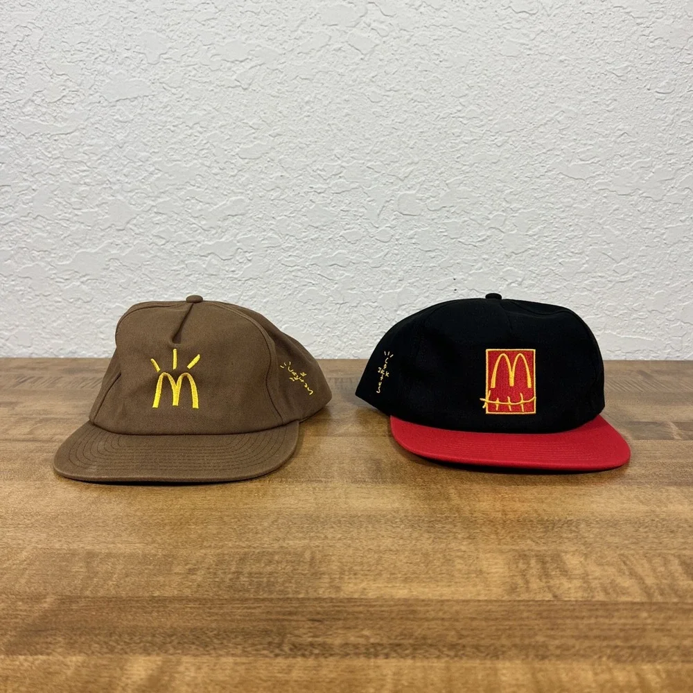 Travis Scott x McDonalds Arches Cactus Jack Black/Red & Brown SnapBack Hat Lot